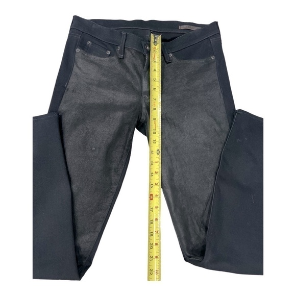 RAG & BONE Lamb Leather & Denim HYDE Coal Black Skinny Jeans size 31 - Picture 10 of 14